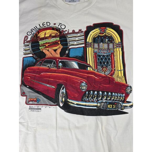 Vtg 1989 Andy's Tees Low‎ Rider Grilled To Perfection Diner Graphic T-shirt Sz L - Picture 1 of 10